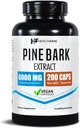 Healthfare Pine Bark Extract 6000mg French Maritime • 124; 200 Veganske Kapsler • 124; Standardiseret 95% OPC Proanthocyanidin • 124; Antioxidant Herbal Supplement • 124; Non- GMO, Gluten- Free • 124; Fremstillet i USA