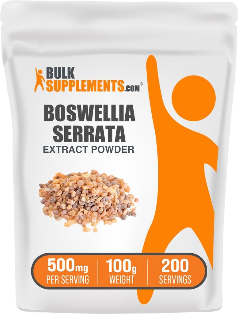 BulkSupplements.com Boswellia Serrata Extract Powder - Boswellia Supplement, from Frankincense Resin - Vegan & Gluten Free, 500mg per Serving, 100g (3.5 oz) (Pack of 1)