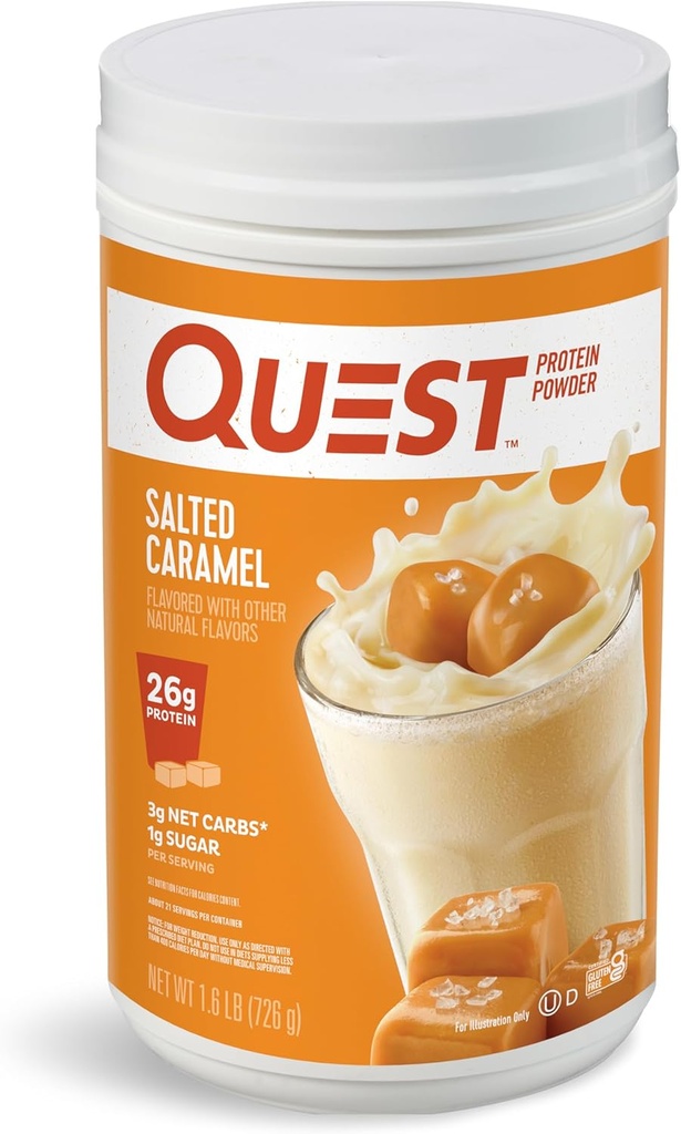 Quest Nutrition Salted Caramel Protein Powder, 26g Protein, 1g Sugar, Low Carb, Gluten Free, 1.6 Pounds, 24 Služeb