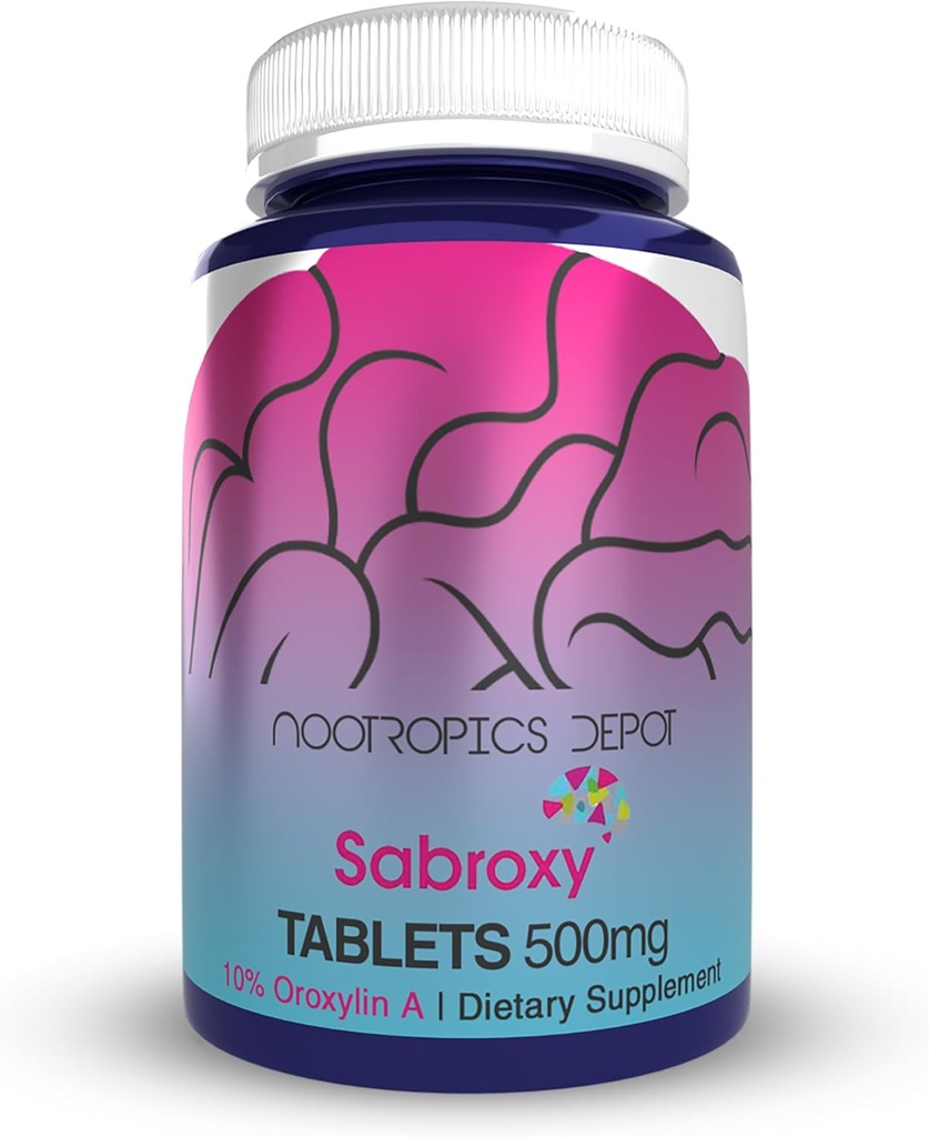 Nootropics Depot Sabroxy® Tabletler | 500 mg | 30 Count | Minimum% 10 Oroxylin-A | Oroxylum indicum | Can Support Focus & Motivasyon | Bilişsel İşlevlere Yardımcı Olabilir |