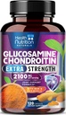 Glucosamin Chondroitin 2100mg - 3X Kekuatan Dukungan Bersama dengan MSM, Glucosamine Sulfate, Turmeric, Boswellia, Quercetin untuk Kartilage, Flexibility & Mobility, Botol di AS, 120 Capsules