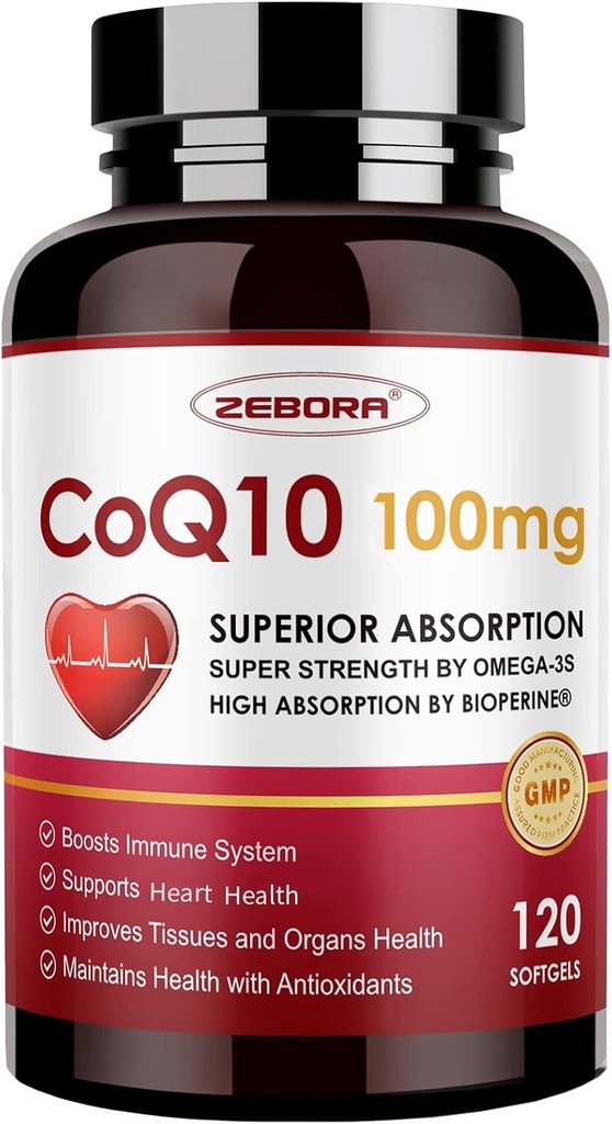 PQQ、BioPerine及びオメガ3、高吸収のためのCoenzyme Q10-100mg-Softgels、強力な酸化防止、サポート中心及びエネルギー生産を支えて下さい