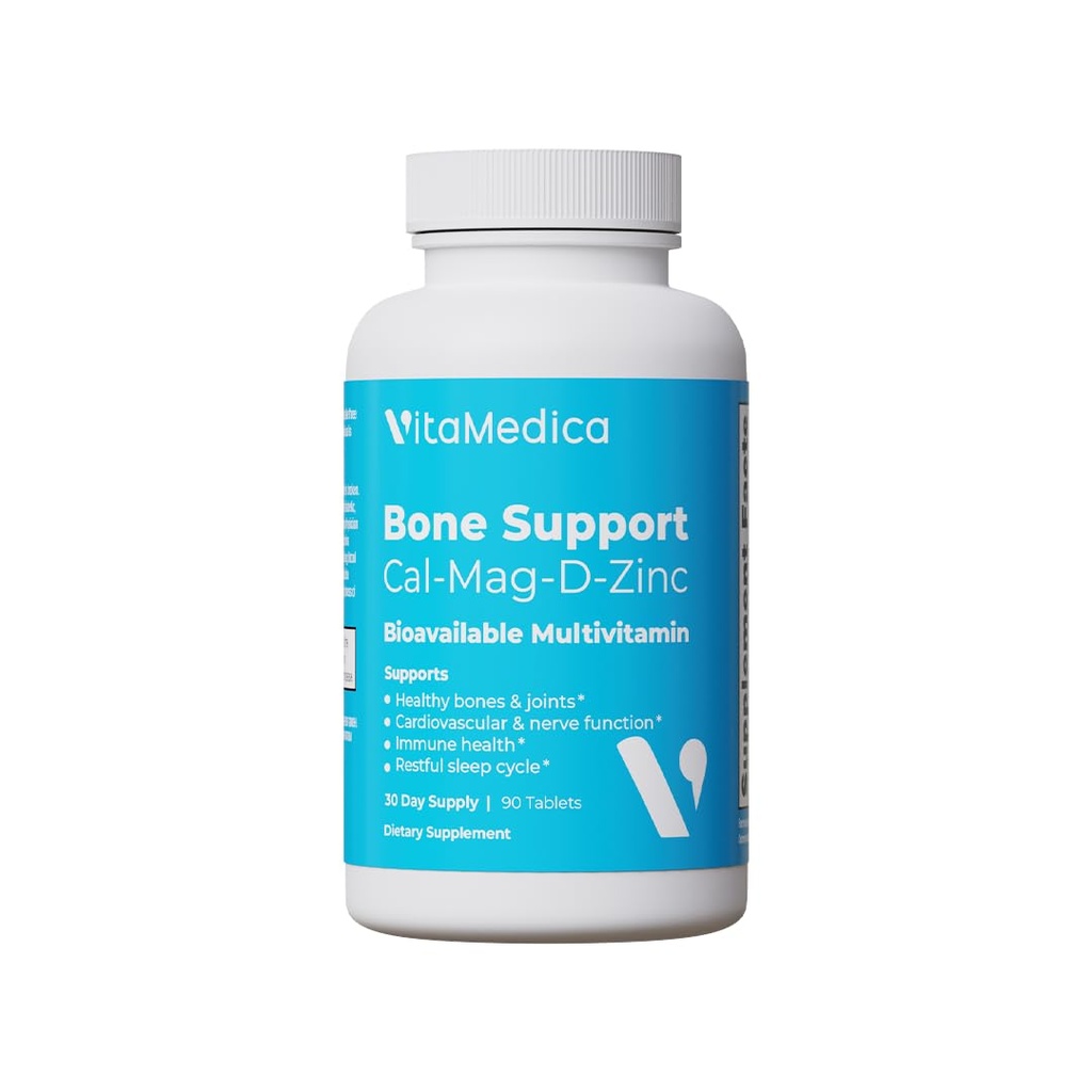 VitaMedica | Bone Support | Supplement for Bones and Joints | Calcium | Magnesium | Vitamin D & Vitamin K | Boron | Chelated Minerals | Bone Support | Natural Sleep | Made in USA | 90 Ct | 30 Servings