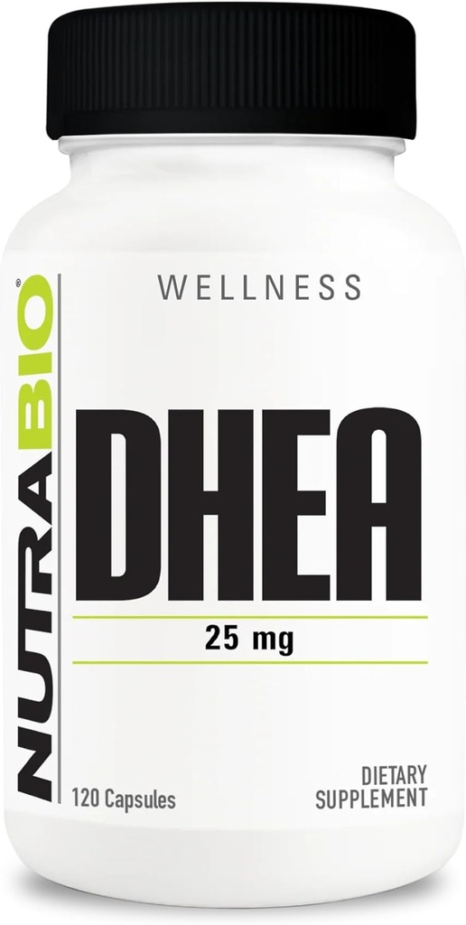 NutraBio DHEA Допълнение- за мъже и жени- DHEA (25 mg) 120 капсули