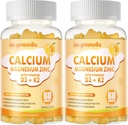 Calcium Magnesium Zinc Gummies עם ויטמין D3 & K2 - High Potency Enhanced Absorption -120 חניכיים כתום פלדר