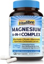 Magnézium Complex 6 kiegészítés 1, 1160mg kelátos magnézium Max Abszorpció, Segítség a jobb alvás, relaxáció és idegi nyugalom, 120 Vegan kapszula, nem GMO és glutén mentes