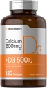 Horbäach kaltsiumilisandi D3 | 600 mg | 120 Softgels | Non-GMO & Gluten Free | meestele ja naistele