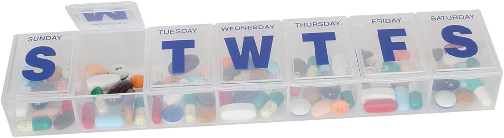 EZY DOSE Weekly (7-Day) เคส Pol Case, Pedner, February profileer Box, 3X-Large Comparts to Securation Prographation Prographation and World Access Profileing, Profile Firl Lids, BPA Free.