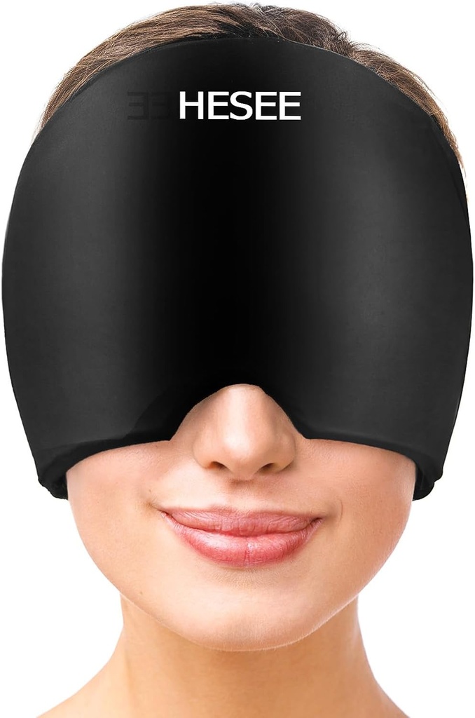 Migraine Relief Cap, Headache Relief Hat för Migraine Cap, Hot och Cold Therapy, Headache Eyes Mask för Stress Relief, Ice Pack Head Wrap för Sinus, Puffy Eyes, Tension, Black