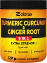 6 in 1 Turmeric Curcumin + Ginger Capsules, 95 Ginger, Garlic Bulb, Bromelain, Moringa, Black Pepper - 120 Kapsüls