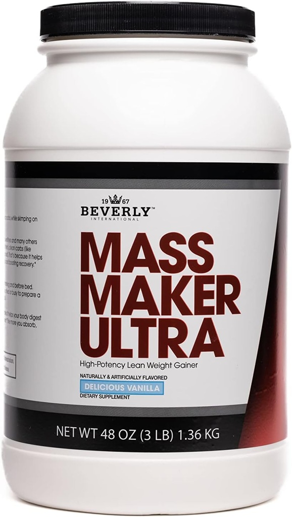 Beverly International Mass Maker Ultra Vanilla, 14 Servings, 3lb. Ehita Lean Mass Nagu Pro. Piimavalgu Isolaat, Vadakuvalgu Isolaat + Muna MCT õli. Puhas süsivesikud, hea maitse