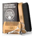 Viking Revolution Beard Comb & Beard Brush Set for Men -- Natural Boar Bristle Brush and Dual Action Pear Wood Comb w/Velvet 여행 파우치 - Grooming Beards 및 Mustache에 적합