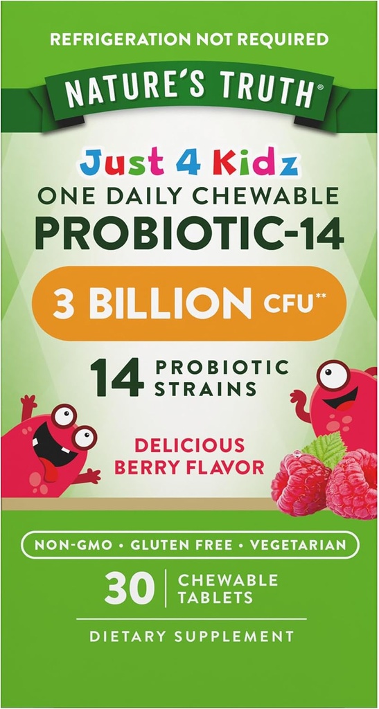 Nature 's Truth Probiotics for Kids124; 30 Chewable Tablets n.e.124; 3 Billion CFU.