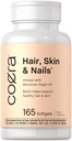Coera Hair, Skin and Nails Vitamins with Collagen, Biotin & Moroccan Argan Oil | 165 Softgels | Non-GMO & Gluten Free Supplement for Men and Women