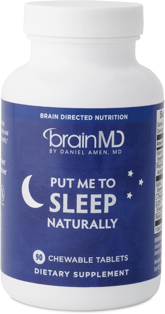 BRAINMD 自然地让我入睡 - 90块可口的餐具 - 与Melatonin, L- Theanine, Magnesium, GABA, Vitamin B6 & 5-HTP - Gluten Free - 45 服务