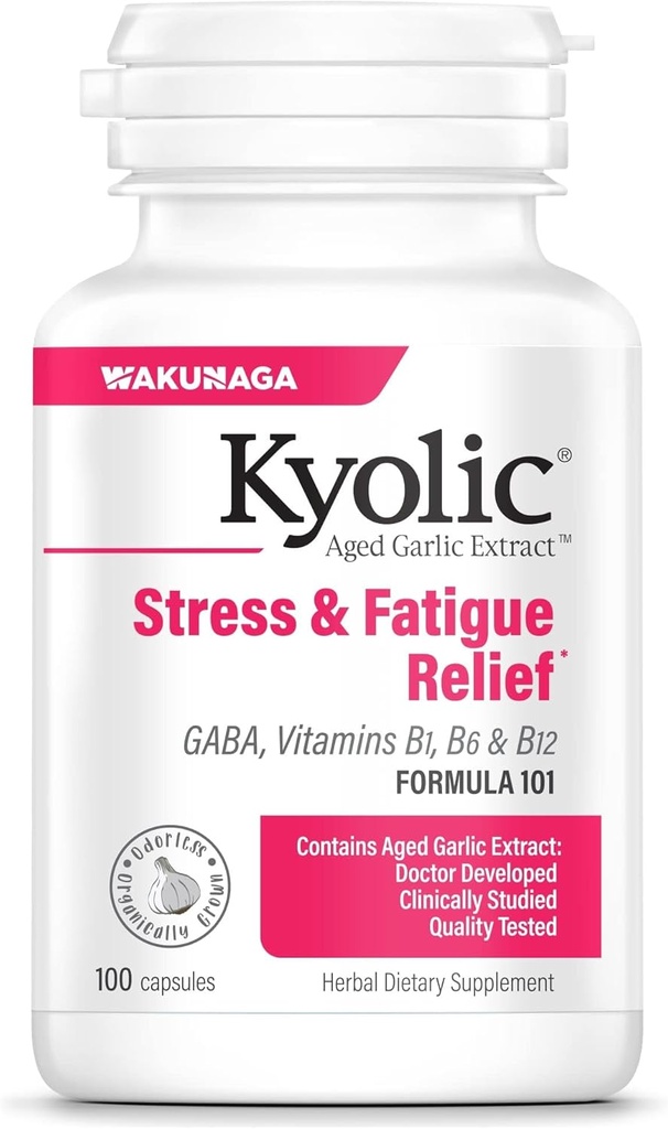 Kyolic Aged Usturoi Extract Formula 101, Stres și Oboseală Relief, 100 capsule.