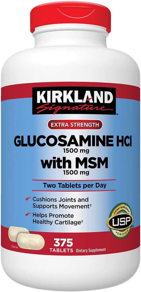 Kirkland Signature Gliukozaminas su MSM, 375 tabletės (2 pakuotės)