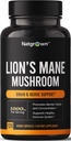 Naturated Lions Mane Mushroom Addition Capsules - Organic Lion 's Mane Extract Nootropinis smegenų papildas vyrams ir moterims - Protinis aiškumas, fokusas ir atmintis - Vegan Pills