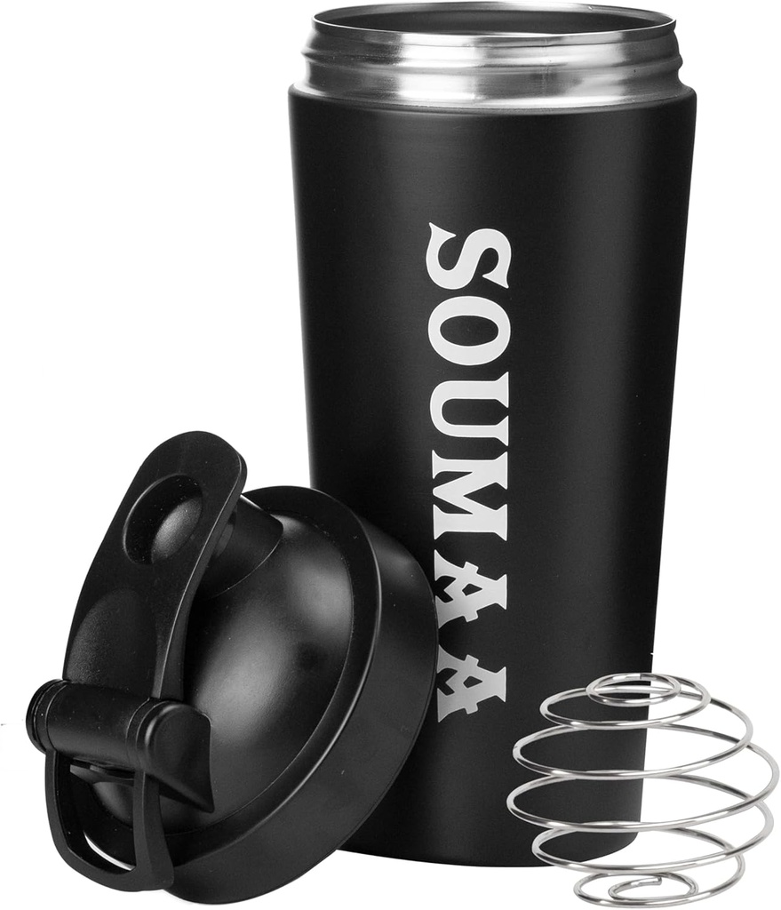 Bouteille de shaker pour protéines en acier inoxydable isolante avec mélange de fils à billes à 24 oz Bouteille de shaker isolante pour mélange de poudres de protéines, mélange de smoothie, mélange de suppléments et pour pré-entraînement