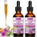 2 Pack Milk Thistle Liquid Drops - Liver Cleanse Detox & Reparación - 1000mg Suplemento de cardo de leite para soporte de fígado, Suplemento de fígado de Silymarin para saúde hepática, Vegan, Non-GMO, 4 Fl Oz