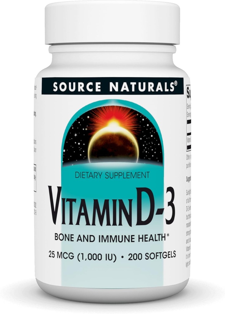 Avots Naturals Vitamīns D-3 1000 iu Atbalsta kaulu un imūno veselību* - 200 Softgels