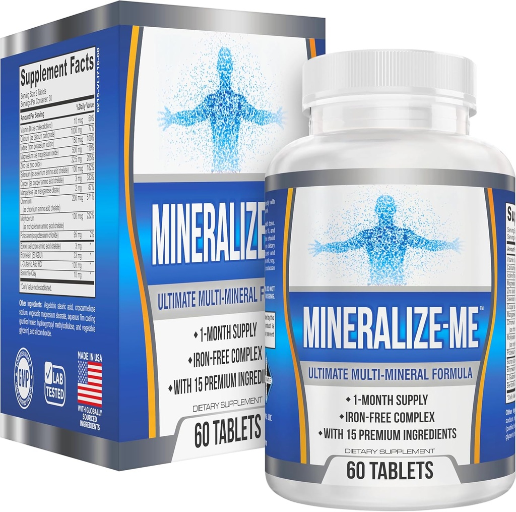 Multi-Mineral Supplement (15-in-1) Iron Free Formula | Yüksək-Potency Multiminerals | Essential Trace Minerals | Multiminerals
