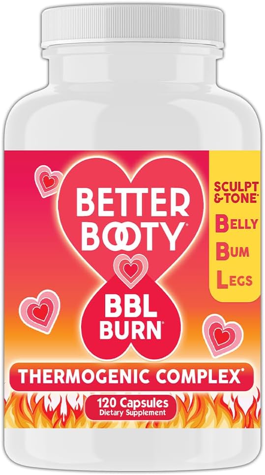 Boljši Booty BBL opeklina Termogene kompleksne kapsule, Tone & Sculpt Belly, Bum + noge w. Garcinia Cambogia, Guarana, Zeleni čaj Ext, ALA, & Cayenne Pepper dodatek (120ct, 60 Servings)