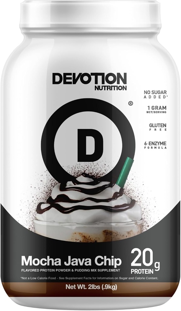 Debozio-nutrizioa Proteina Hautsa | Gluten Free, Keto Friendly, No Added Sugars | 1g MCT | 20g Whey & Micellar Protein | 2lb Tub (Mocha Java Chip)