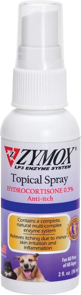 Zymox (OTC) Spray w/Hydrocortisona 0,5% , 2 Fl. Oz (Pacote de 1)