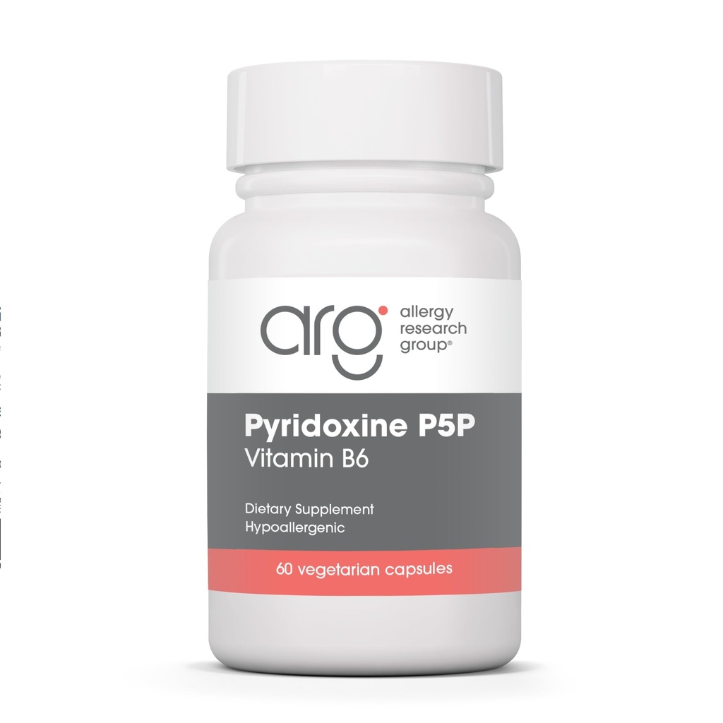Allergy Research Group Pyridoxine P5P Supplement - Active Vitamin B6 275mg, Pyridoxal-5-Phosphate, Metabolism Support, Hypoallergenic, Vegetarian Capsules - 60 Count