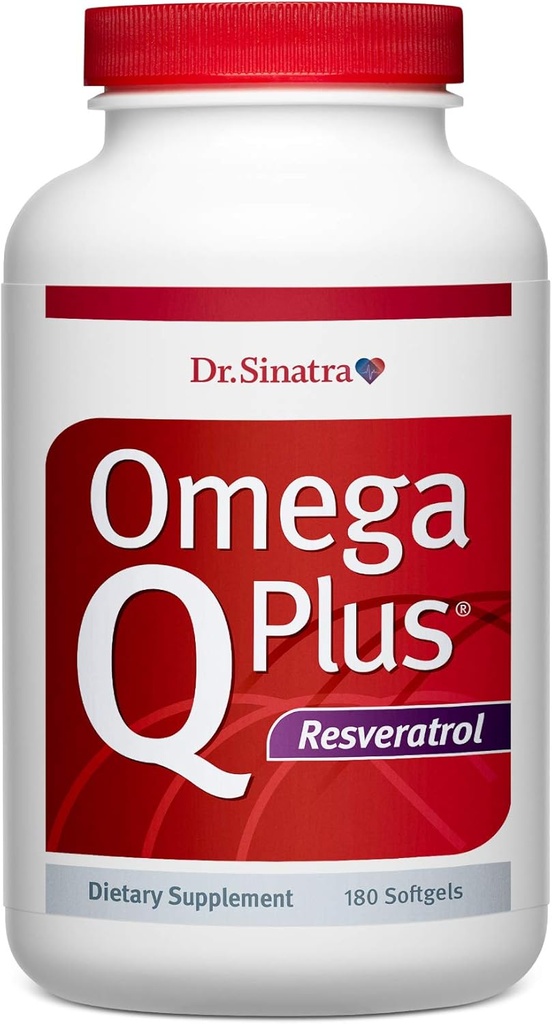 Dr. Sinatra Omega Q Plus Resveratrol - Omega-3 Supplement with CoQ10 and Resveratrol - Podporuje komplexné srdce a celé telo zdravie, ktoré vám pomôžu Vek dobre (180 softgels)