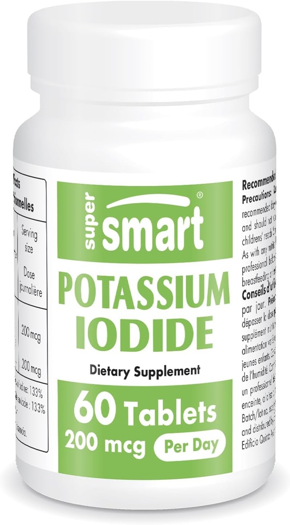 SuperSmart - Potassium Iodide KI 200mcg al giorno (Stable Iodine) - High Potency Shield | Non-GMO & Gluten Free | 60 compresse