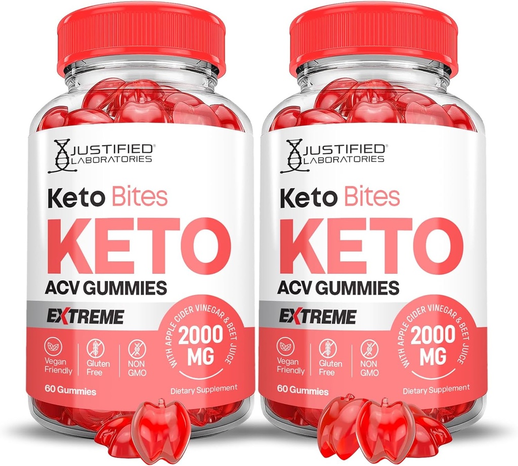 (2 Pack) Keto Bits Keto ACV Gummies Extreme 2000MG Keto Bites Keto Gummies Apple Cider Vinagre Formulado com Suco de beterraba de romã B12 Vegan Non GMO 120 Gummys