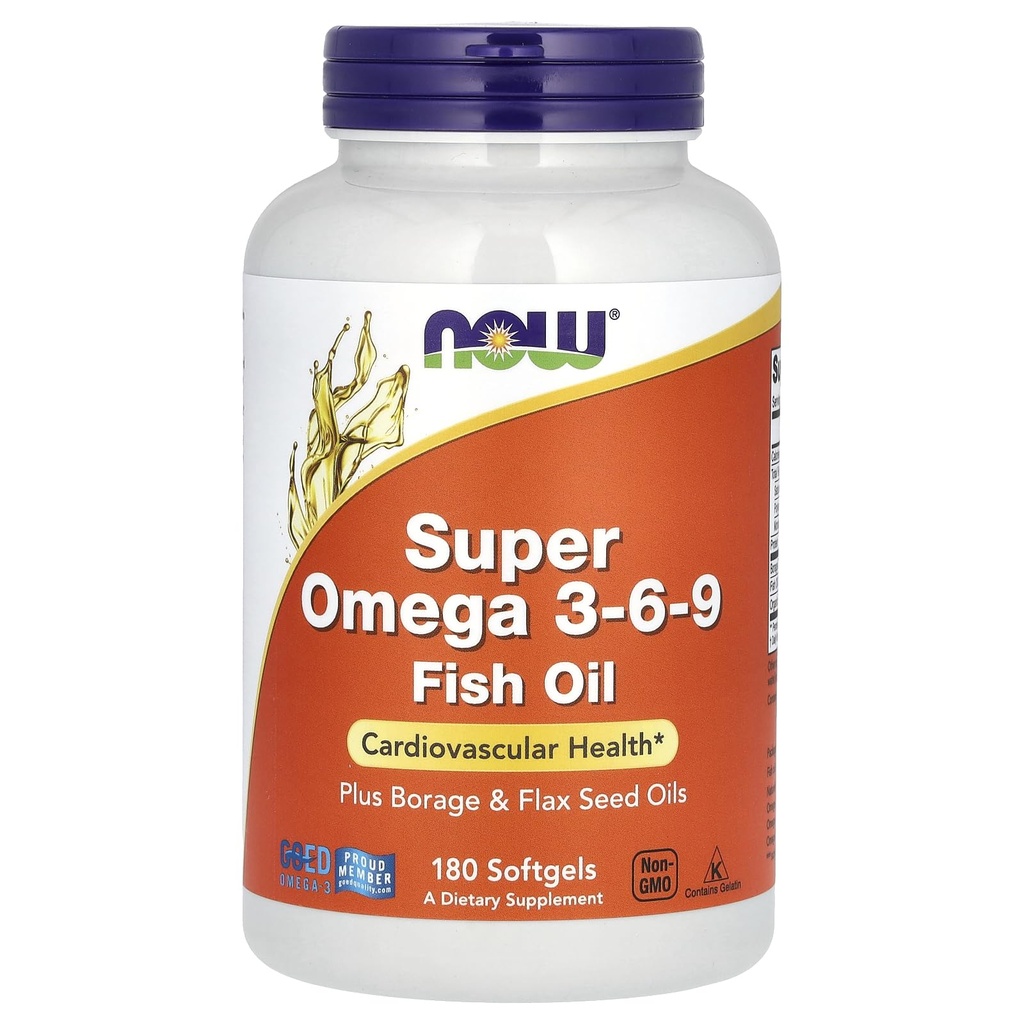 Now Foods Super Omega 3-6-9 Soft-gels, 1200Mg, 180-Count