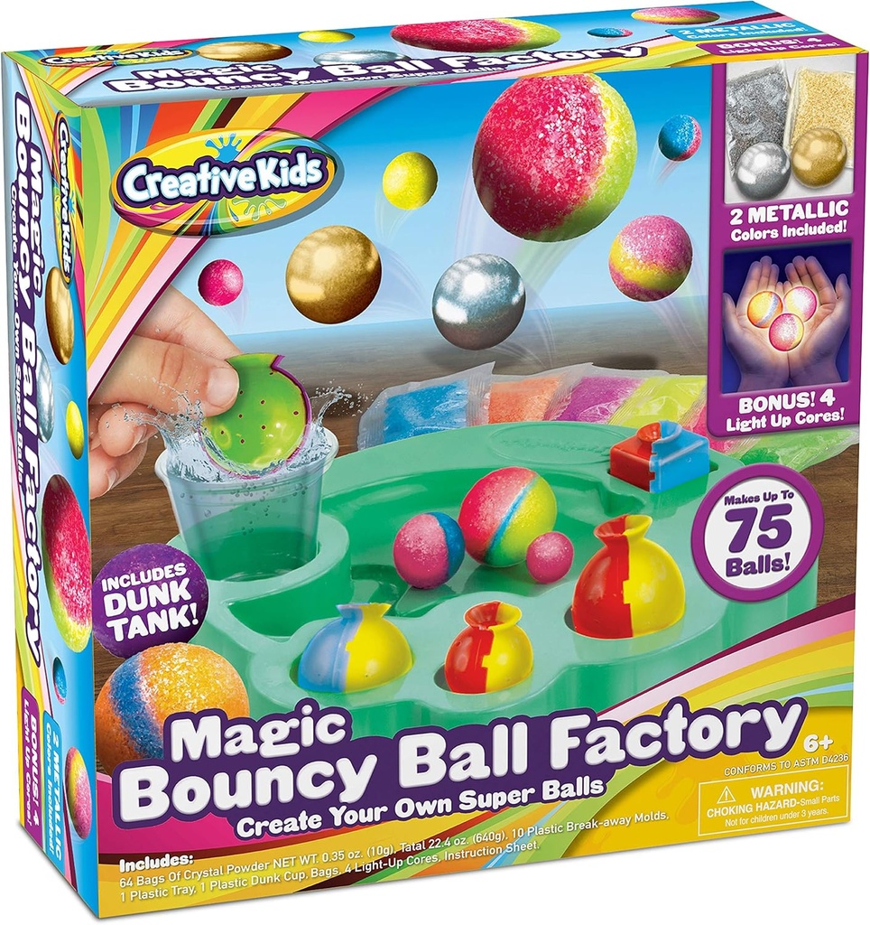 Magic Boucy Ball Factory Set-Membuat 75 Straving DIY Bouncy Balls, Light-Up Magic Balls! Kunci Sains untuk Anak-anak, Sempurna untuk Proyek Sains dan Pesta Sains!