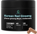 Holistic Bin Korean Red Ginseng Capsules Pure Panax Ginseng Suplemento | Vegan, Gluten Free, Non GMO, sen recheos | Rich in Ginsenosides (40 cápsulas)
