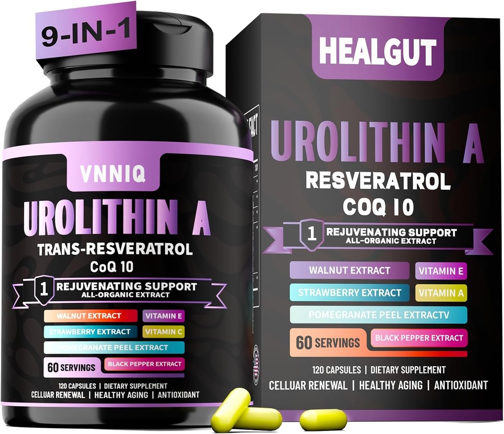 Liposomal Urolithin A Plus Capsules-1200mg, Sustained Skin Cellular Health " Anti-Aging, Organic Plant Extract supplements for Women ' Men,180 Capsules- 60 Serving