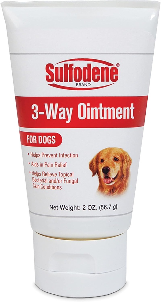 Sulfodene Dog Wound Care 3-Way Ointment, lindrar smärta och förhindrar infektion för hundskärningar, skrapor, bitar och skador, 2 ounce