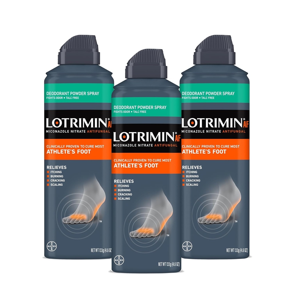 Lotrimin Medicated Deodorant אבקת Spray with Miconazole Nitrate 2%, 4.6 oz (Pack of 3)