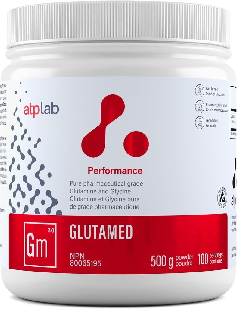 ATP LAB | Glutamed 500g | Pure Pharmaceutical-Grade Glutamina e glicina. La migliore combinazione di glutammina e glicina.