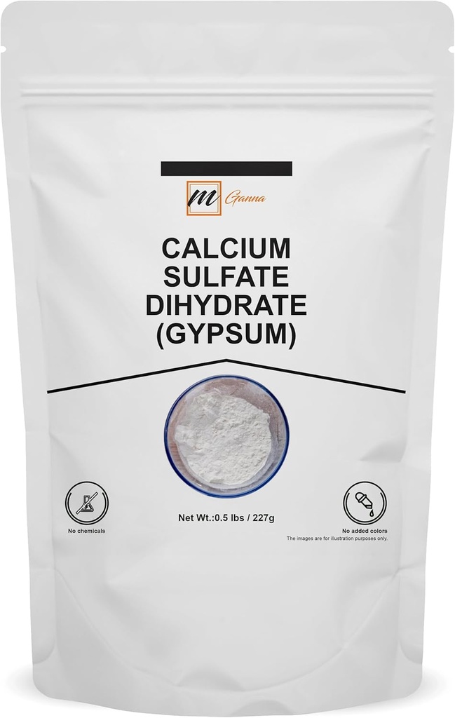 100% dung dịch Calcium tinh khiết Sulfate Dihydrate (Food squate) - Gypsum Powder cho Baking, nước trị liệu và chất lượng hóa học 0.5 lbs / 227 g