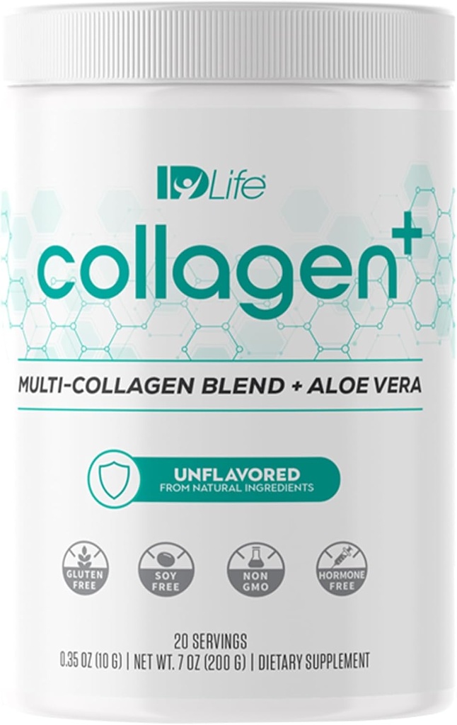 IDLife Collagen+ Toz İçecek - Fulvic Acid & Aloe Vera ile Çok-Collagen - Sağlıklı Saç, Skin, Nails, Ortaklar & Gut - 20 Hizmet / 200g