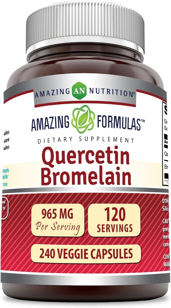 奇异营养 Quercetin 800 Mg 与 Bromelain 165 Mg Veggie Capsules Supplement QQ Non-GMO Gluten Free QQ 在美国制造 适合蔬菜(240个计数)
