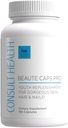 Consulte Health Beaute Caps PRO - 10,500mg Biotin, Collagen, MSM, Suplemento clínicamente probado soporta crecemento do cabelo saudable, pel e unhas, USA Made - 180 cápsulas