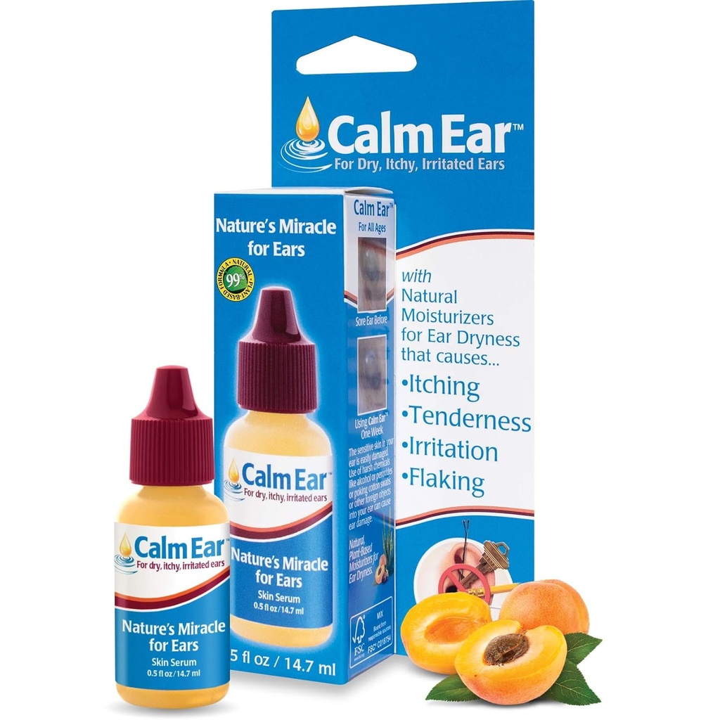 Miracell Calm Ear Drops 14.7 ml - Natural Relief for Itchy, Irritated & Dry Ears - Lubricates Earplugs & Hearing Aids