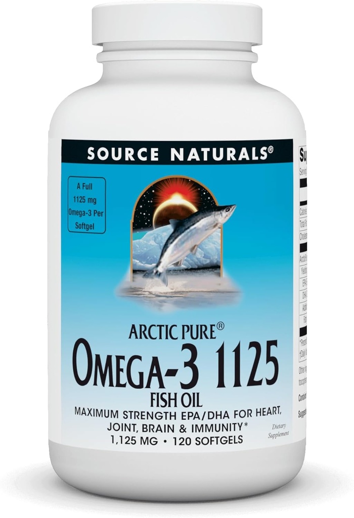 ArcticPure Omega-3 Fish Oil 1125mg Ultra Potency MaximumStrength EPA + DHA for Heart, Joint, Brain & Immune Health - 120 Softgels