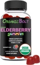 USDA Organic Elderberry Gummies - High Potency 150mg Organic Elderberry Gumies aikuisille & lapsille C-vitamiini & Sinkki - Immuuni tuki Gummies - Vegaani, liivate & gluteeniton - 60