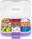 Large Pill Organizator, 9 Compartiments Portable Travel Pill Box Dovada de umiditate caz, XL Pilula Container titular pentru vitamine, Cod Ulei de ficat, Suplimente, Medicamente (Purple)