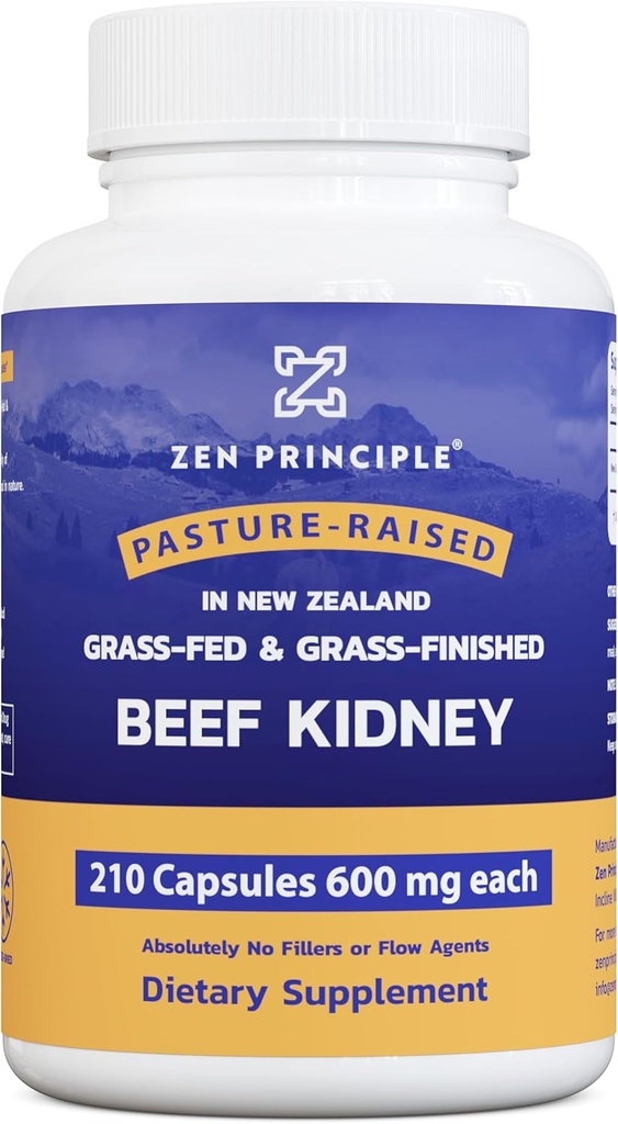 Zen Principle Grass Fed Beef Rim Suplemento, 210 cápsulas, 3000 mg. DAO Enzima para a saúde da histamina. Selênio e B12 para suporte à tireóide.