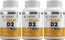 HAYAT Vitamini Vegan Naravni vitamin D 2400 i.e., D2, Certified Halal (paket 3)